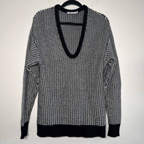 T by Alexander Wang Checkered Float V Neck Dolman Angora blend Sweater - Picture 2 of 8